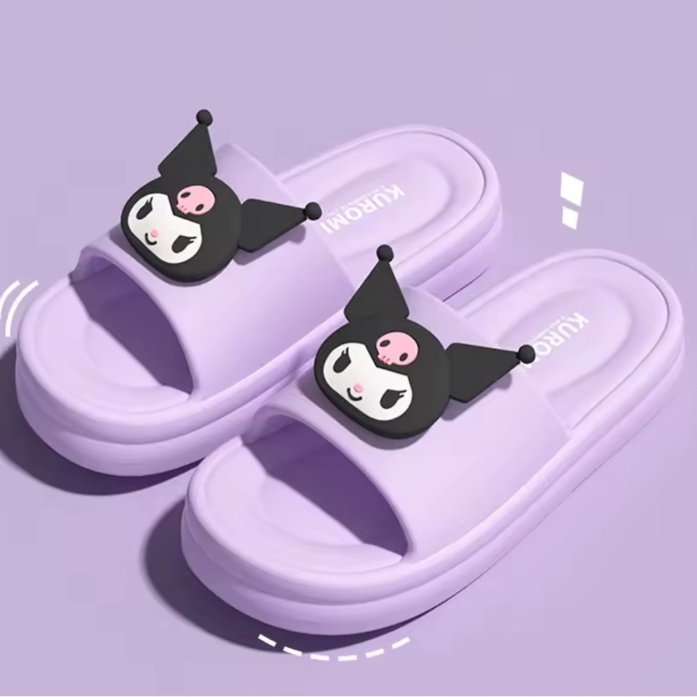 Super Soft EVA Thich Cushion Soles Kuromi Slippers Cute Outdoor Cartoon Slides